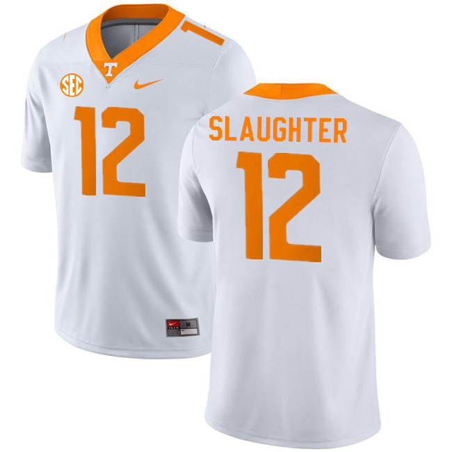 Men #12 John Slaughter Tennessee Volunteers College Football Jerseys Stitched-White